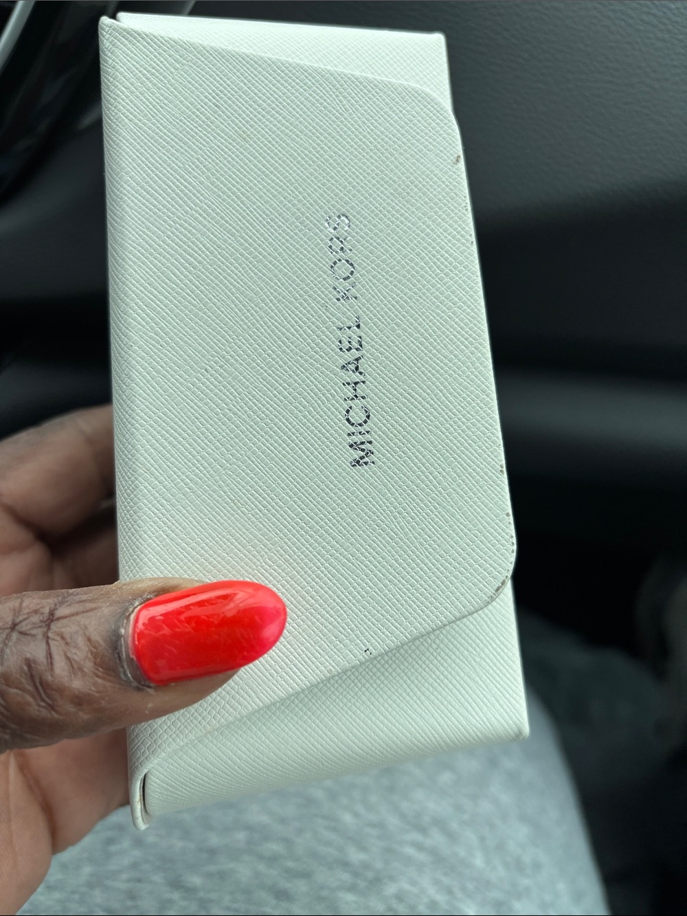 Michael Kors White Leather Folding Phone Case with Logo